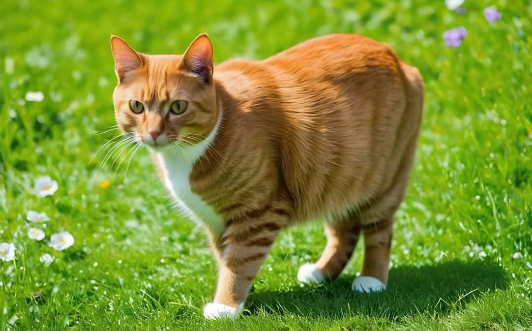 cat pooing in garden